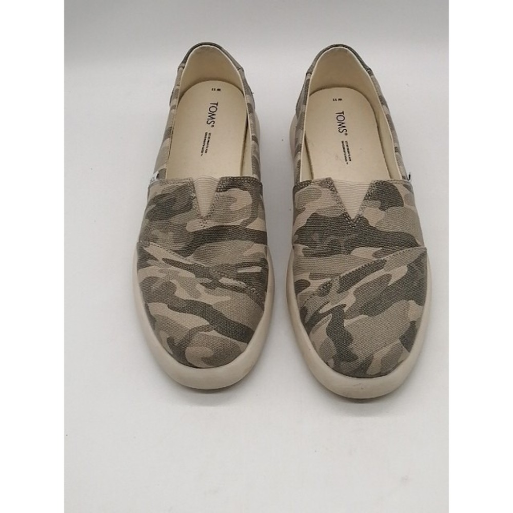 Toms Sneakers Womens Alpargata Green Camo 11 Canvas Walking Shoes Stretch Casual